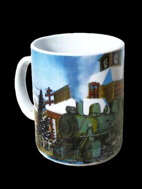 H. Hargrove The Champaign Station Porcelain Mug Vintage Train Art Cup